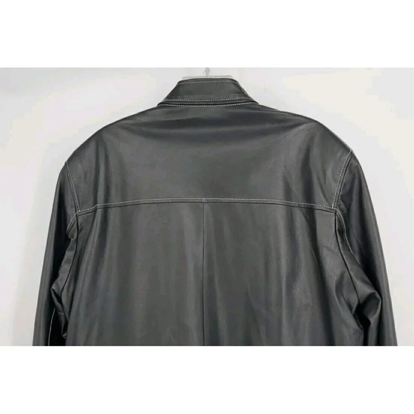MARCELLO SPORT Mens XLarge Black Lined Leather Coat Zip SUPER SOFT LEATHER - Picture 6 of 12